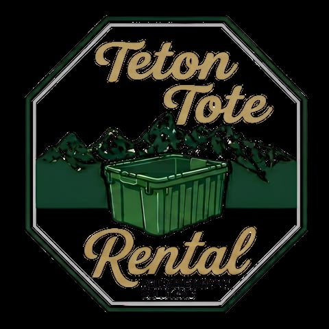 Teton Tote Rental logo featuring a green basket with trees and gold text on octagonal badge